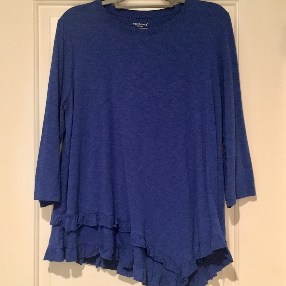 Westbound 1x royal blue asymmetrical top